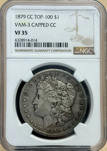 1879 CC MORGAN SILVER DOLLAR NGC VF35 CARSON CITY MINT CAPPED DIE COIN NEARLY XF