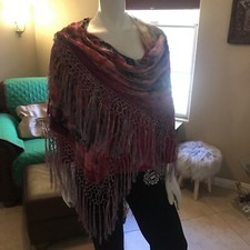 VINTAGE 1930  s Embroidered Pink Silk Fringed Piano Shawl Flapper Gatsby Downton