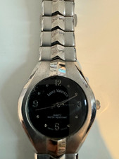 Louis Valentin  Ladies Watch Silver Tone Black Dial Swiss Design Working Quartz