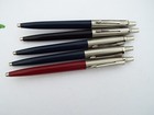Lot 5 Parker Jotter Ballpoint Pen 3-Royal Blue 1-Maroon 1-Black Chrome Steel cap — photo 3
