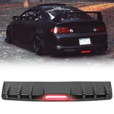 Rear Bumper Diffuser Spoiler Lip LED Brake Stop Light Carbon Fiber For Acura RSX