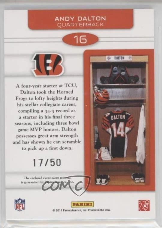 2011 Panini Rookies & Stars Dress for Success Jerseys Prime /50 Andy Dalton RC - Image 2 of 2