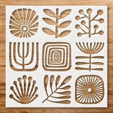 Abstract Geometric Plant Patterns Stencil for Creative Projects - StencilAir