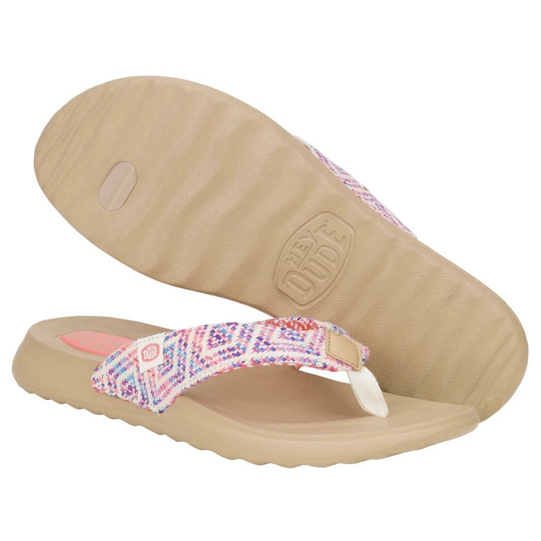 Hey Dude Christi Slide Flip Surf Baja Sandals Summer Pink Tan Blue Women Size 6