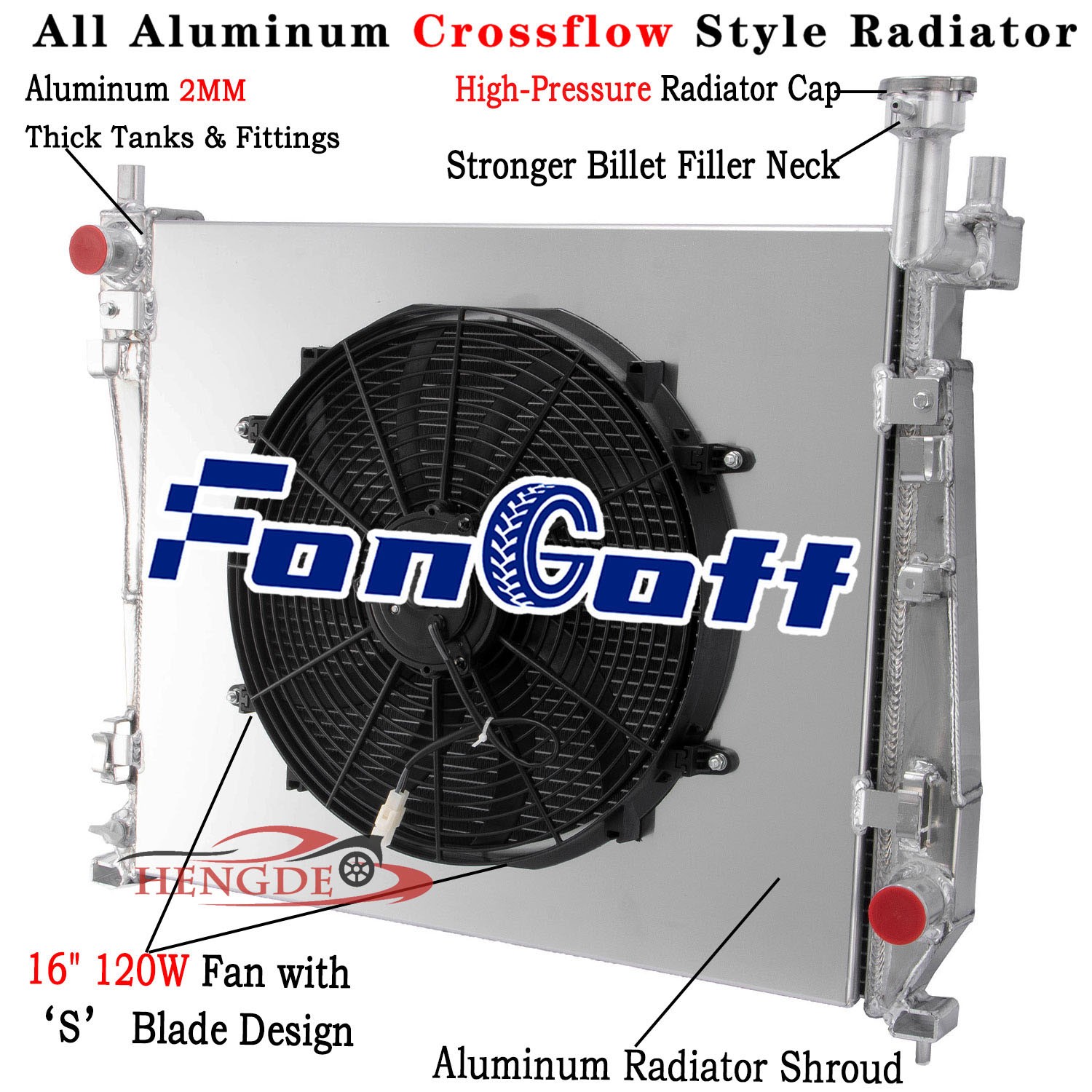 3 Row Radiator Shroud Fan For 2011-21 Jeep Grand Cherokee Dodge Durango 3.6L V6