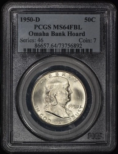 1950-D Franklin Half Dollar 50c PCGS MS64 FBL - Omaha Bank Hoard