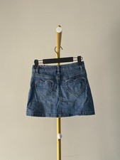 Mini Boden Girls Blue Denim A-Line Skirt Heart Pockets Adjustable Waist 9-10Y