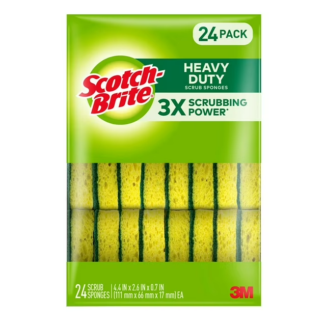Scotch-Brite Heavy Duty Scrub Sponges – Individually Wrapped, 24 Count