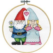 Design Works counted cross stitch kit with hoop "Gnomes", Diam. 15cm