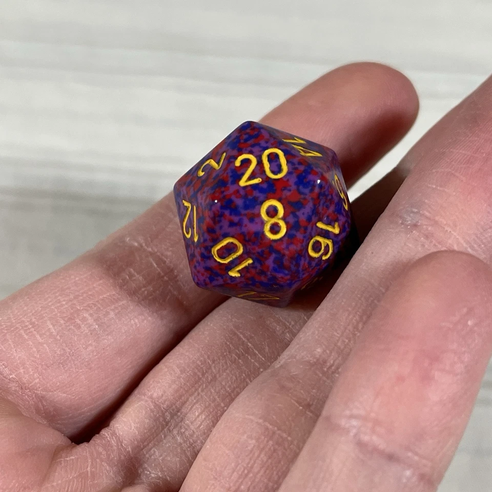 Dados Chessex Knockout moteados CHX LE167 D20 azul púrpura rojo D&D W1 Foto 4 de 4