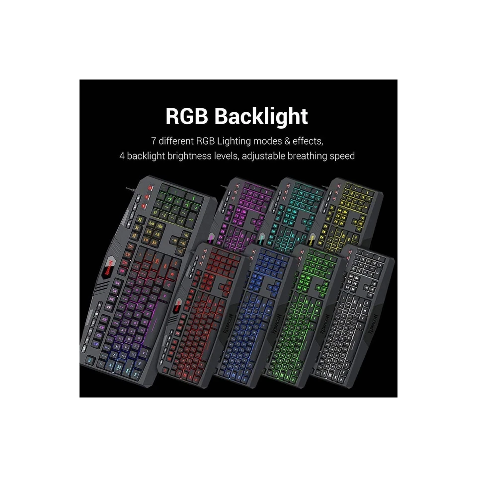 2 PACK - Redragon S101-3 Gaming Keyboard Mouse 2 In 1 Combo/ Set - Wired - RGB - Image 4 of 4