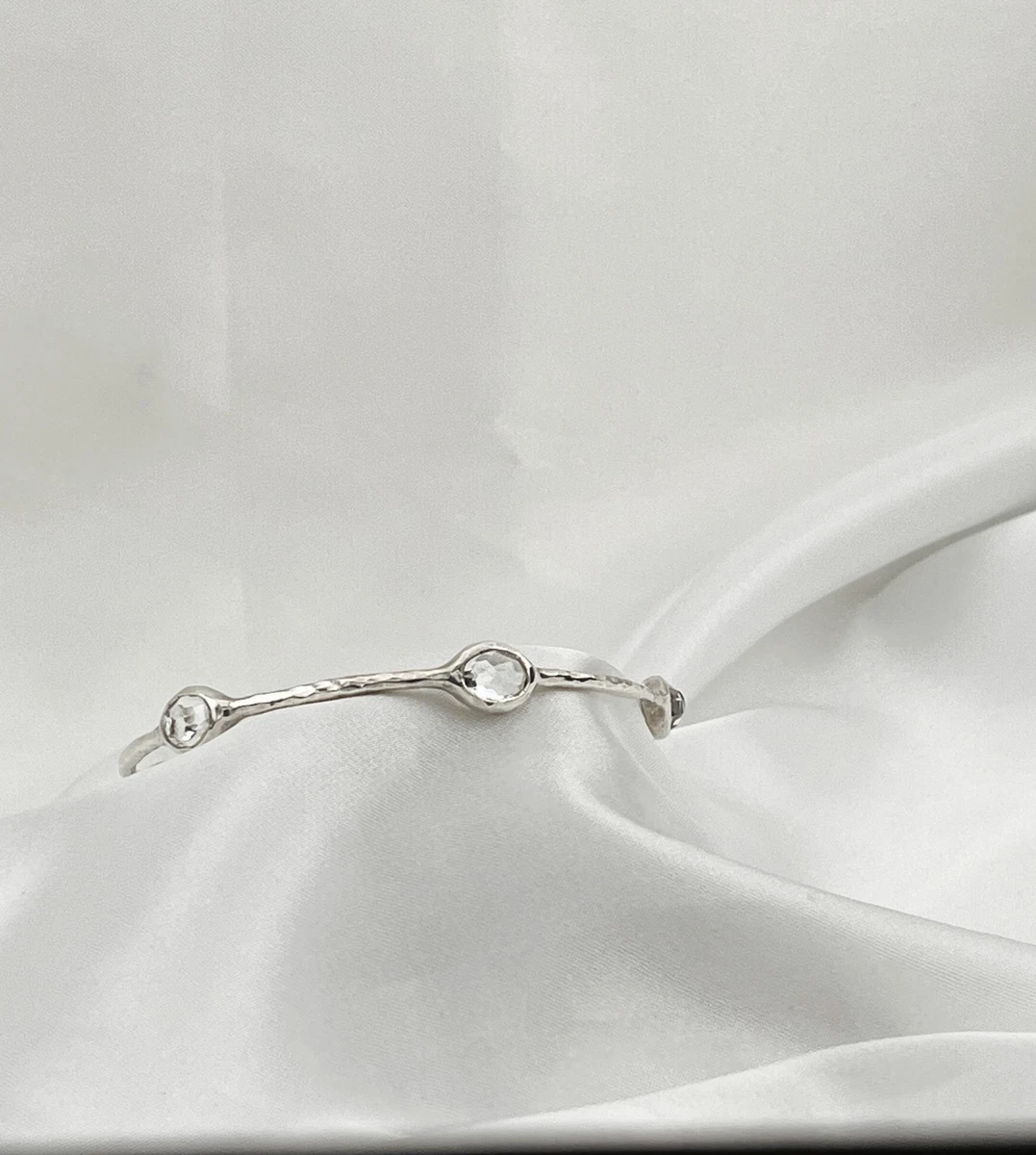 IPPOLITA STERLING SILVER 5 STONE CLEAR QUARTZ ROCK CANDY® BANGLE BRACELET