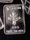 (10)x1 Gram Bars 999 Fine Silver 10 Total Bars Weight 10 Grams Total
