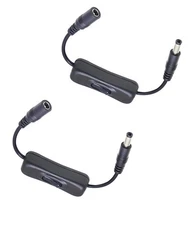 2PCS DC 5.5x2.1mm Extension Cable, M/F, On/Off Switch, 20cm, 7.87inch, Cord