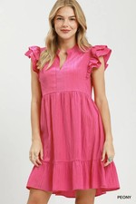 Umgee Ruffle Sleeve Babydoll Dress - Medium