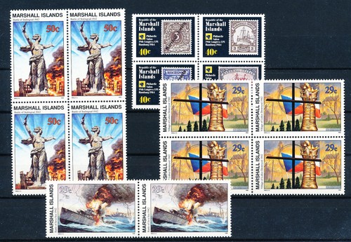 LS42128 Marshall Islands battle history UPU congress blocks of 4 MNH