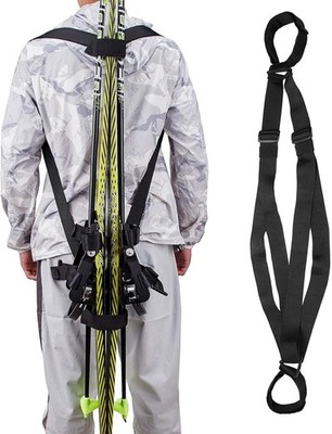 Ski Carrier Strap - Adjustable Size Kids Ski and Pole Carrier for Transport, Gre