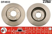 2X TRW Bremsscheibe DF4933 FüR Mitsubishi Lancer Dodge ASX Caliber 8 Sportback 7