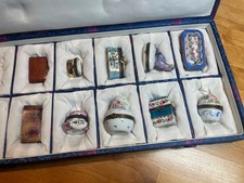 Lot of 8 Vintage Porcelain Trinket Boxes w/ Case. Limoges, Peint Main, LR