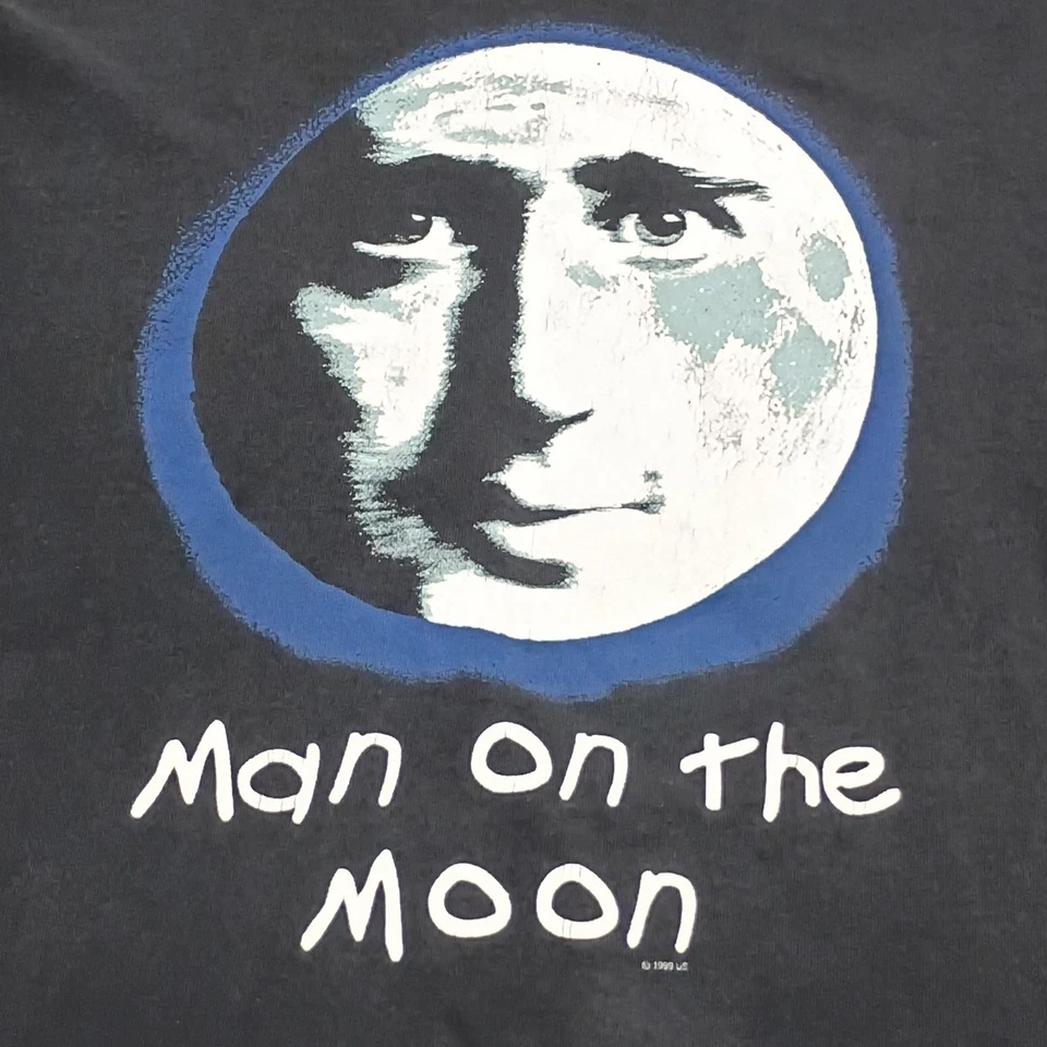 👾Vintage 90s Jim Carrey Man On The Moon Graphic Movie Promo Shirt Sz XL 22x27.5 - Image 2 of 4