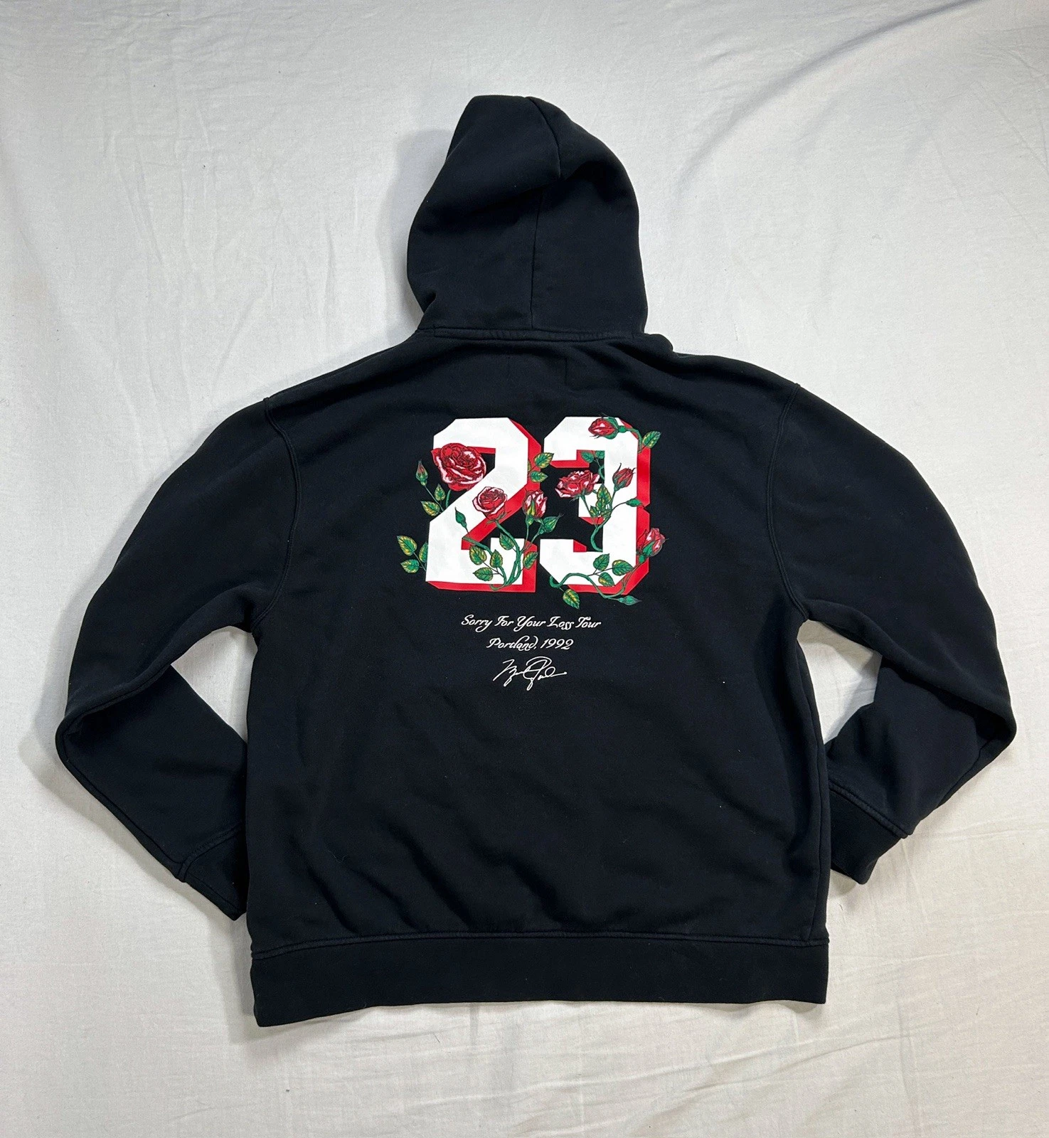 SUPREME Felpa con cappuccio Nike Air Jordan taglia L rosa ricamata scusa per la tua perdita tour