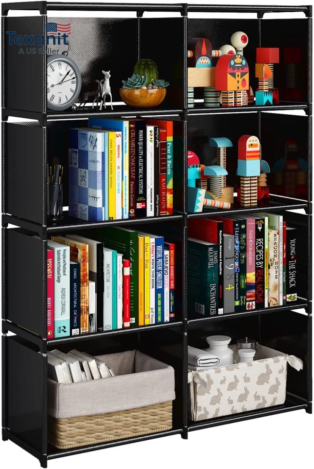 6-Tiers Portable Bookshelf with Fabric Cloth at Back, 10 Cube Closet Storage Org - Image 2 of 4