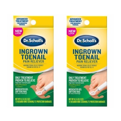 2 Pack Dr Scholl's Ingrown Toenail Pain Reliever Gel Kit 0.3oz Each