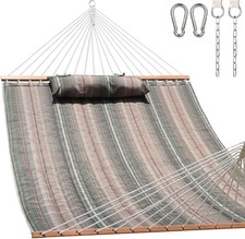Lazy Daze 12 FT Quilted Fabric Double Hammock with Spreader Bars and Detachable