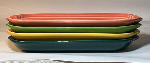 FIESTAWARE Set Of 4 Corn Cob Relish Utility Bread Tray Pastel Multicolor Set