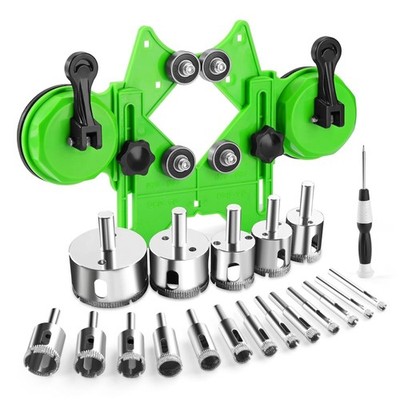 Kit de sierras de corona de diamante, 17 brocas para azulejos con ventosas doble