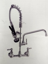 Commercial Kitchen Faucet Wall Mount W/ Pre-Rinse Sprayer 8 Inch Center Wall New