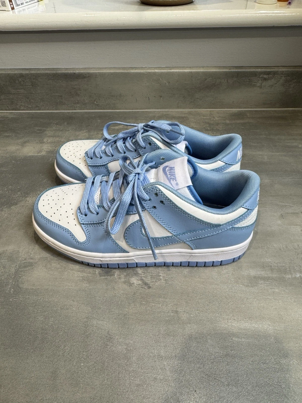 Nike Dunk Low Trainers White University Blue DD1391-102 Size UK 4.5 Good Cond