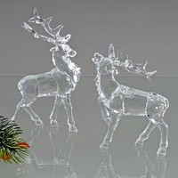2Er Set Deko Hirsche Stehend H. 15Cm Aus Acryl Transparent Formano Winter