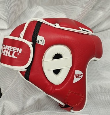 Green Hill Boxing Training Headgear Helmet Protective MMA Size S Red/White.
