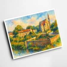 A6 PRINT - View from School Bridge, Bolton-le-Sands - Vintage Art Style