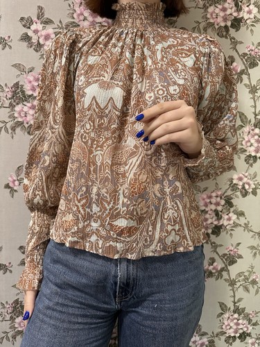 ULLA JOHNSON HILDA transparente Chiffon Lurex Bohemian Bluse 100 % Viskose Gr. 6 - Bild 7 von 13