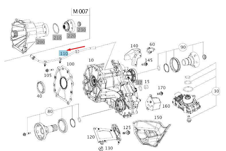 MERCEDES-BENZ GLE W167 Verteilergetriebe-Entlüftungsleitung A1672803000