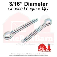 3/16" Steel Extended Prong Cotter Pin Zinc Clear (Choose Length & Quantity)