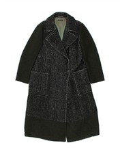 Sisley Womens Overcoat It 42 Medium Grey Herringbone Wool Bd12