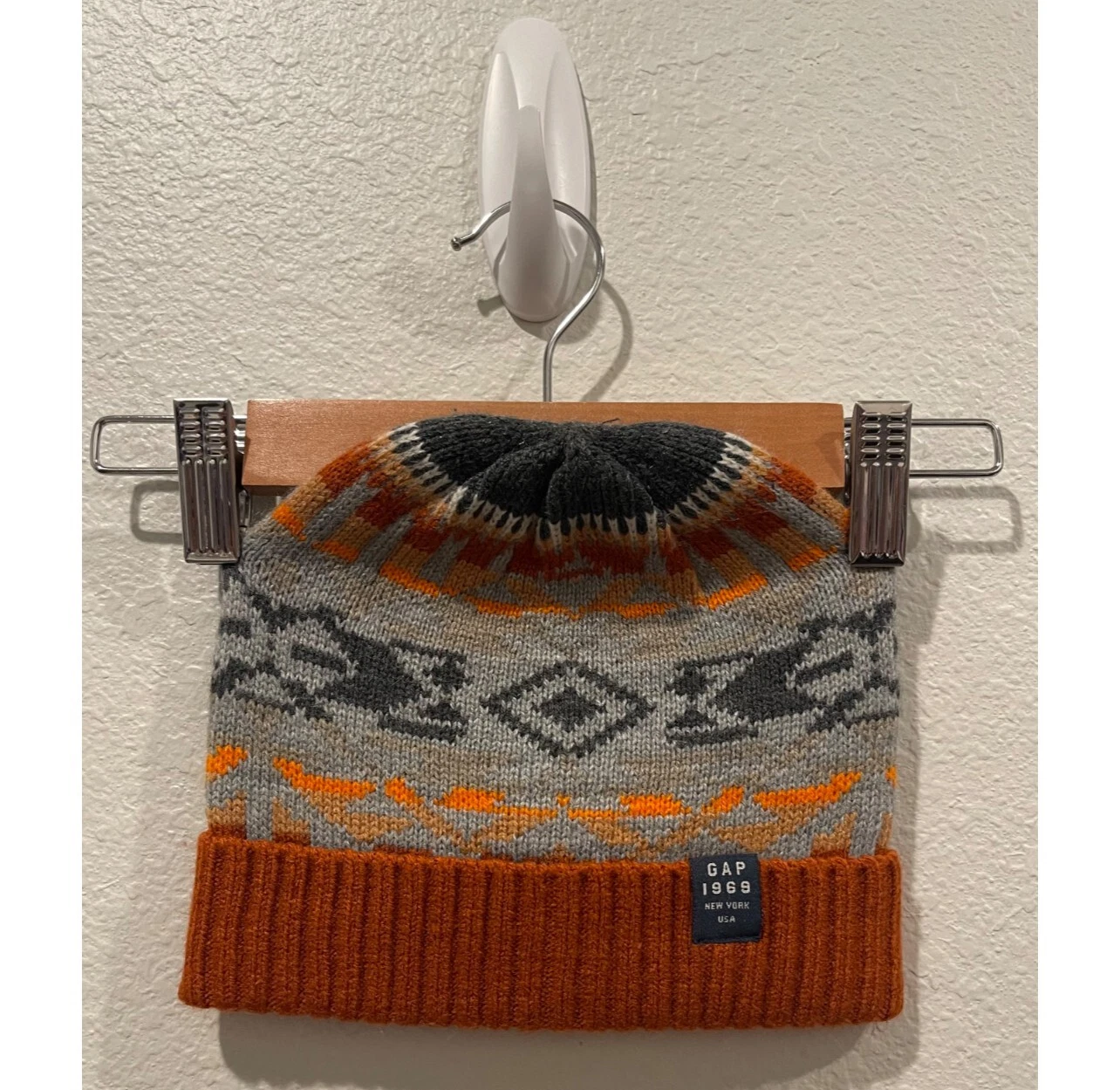 BABYGAP Orange Grey Winter Baby Beanie Size S/M