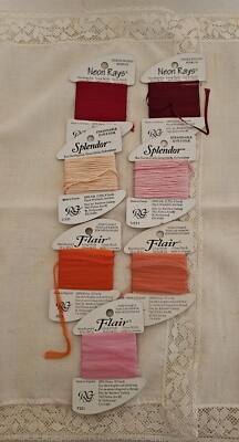7 Rainbow Gallery Thread 2 Neon Rays Ribbon, 2 Splendor Silk & 3 Flair Ribbon