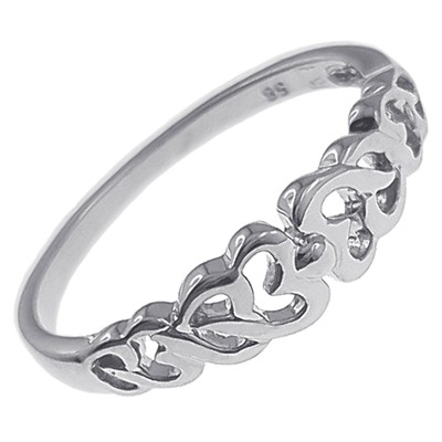 Bague En Argent Massif Avec Coeur Ajouré - Taille 52, Occasion, Couleur Argenté
