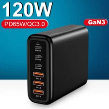 120W GaN 6 Port USB C Charger Fast Charging Portable Charger For iPhone 15 14 13