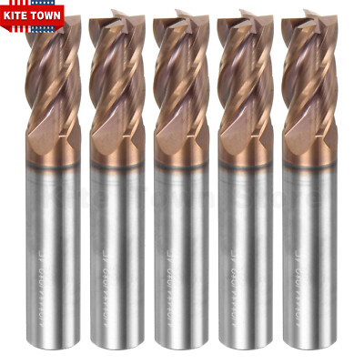 5Pcs 4 Flute 1/2'' x 1'' x 3'' Solid Carbide End Mills - TiSiN Coated