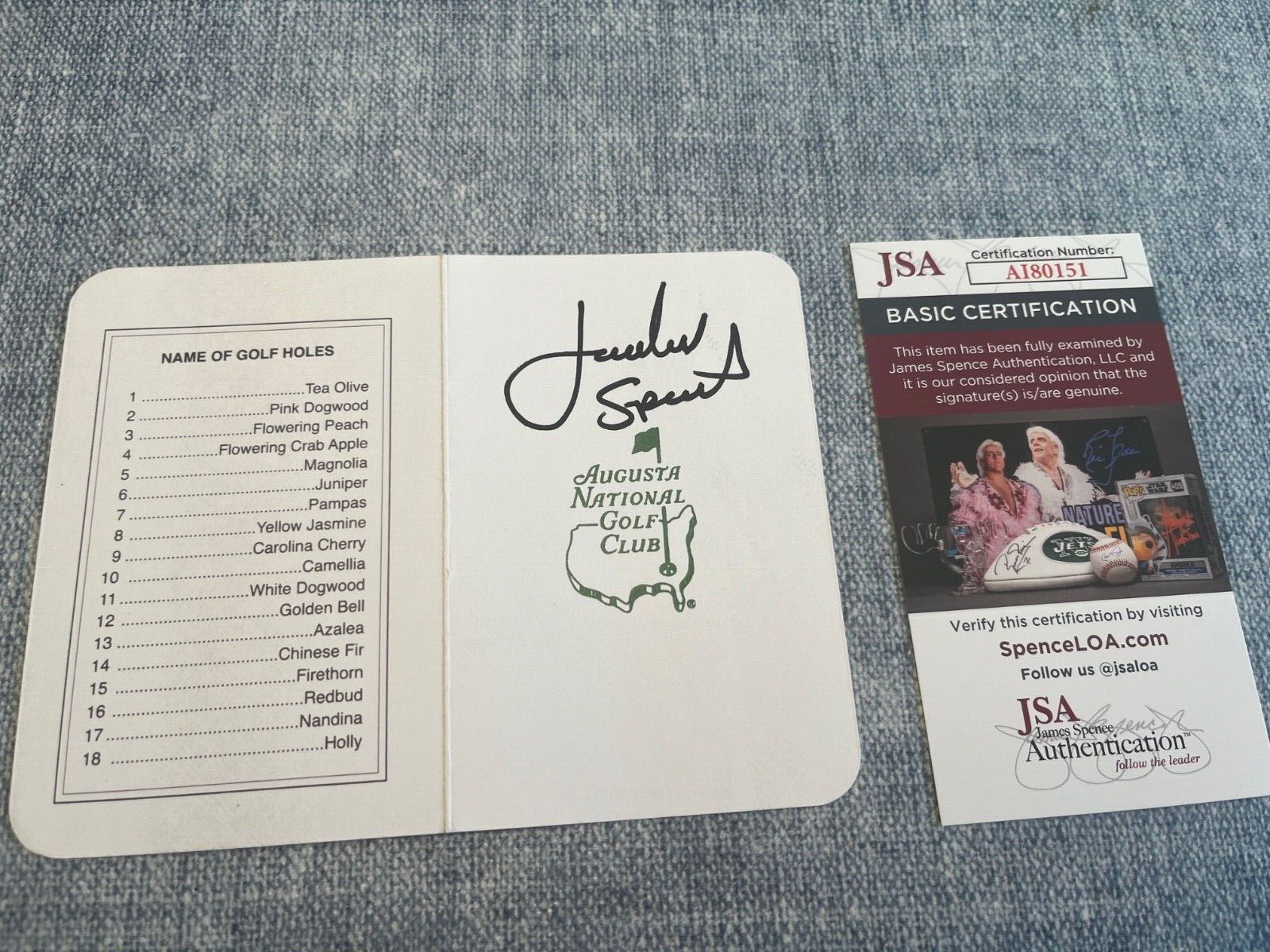 JORDAN SPIETH Autographed Signed AUGUSTA SCORECARD 2015 MASTERS CHAMPION JSA COA 