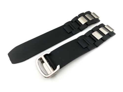 Montre 20 mm NOIR bracelet/caoutchouc/silicone pour montre CARTIER CHRONOSCAPH AUTOSCAPH - Photo 1/11