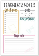 Teacher Notepad - to Do List Note Pad - Stationary Must Haves for Elementary ...