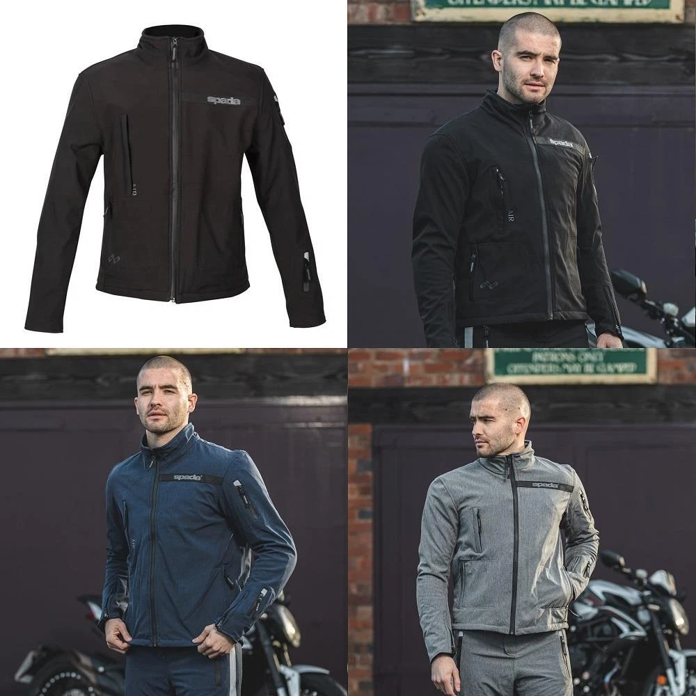 Spada Commute CE Waterproof Motorcycle Jacket Moped Coat Black Grey Blue |  eBay