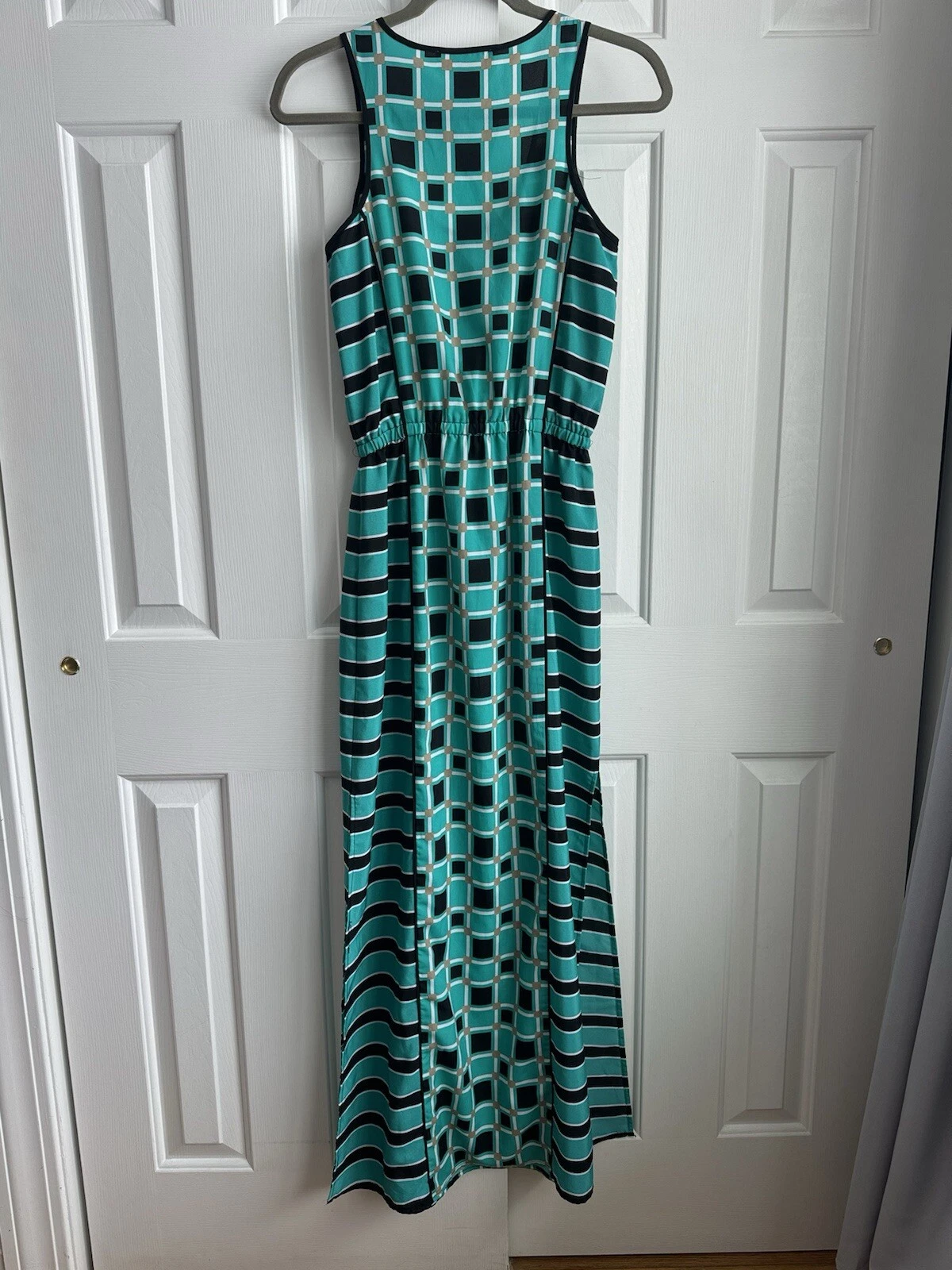 Maxi abito estivo leggero Michael Kors MK blu nero a righe extra small XS