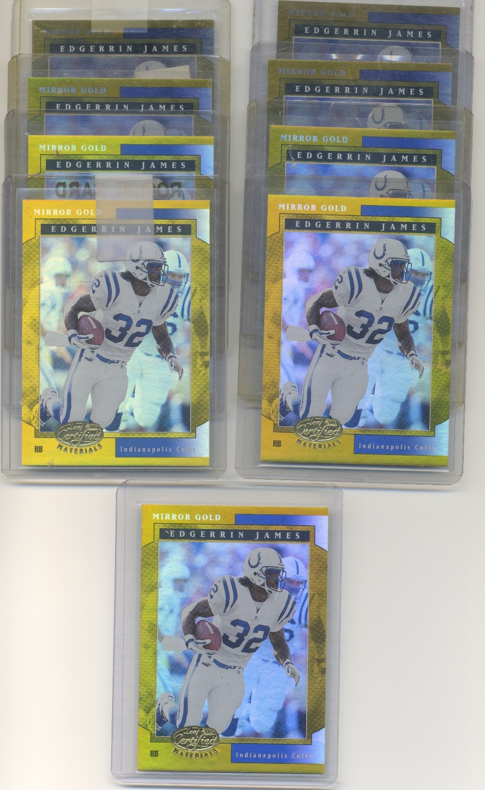 2001 Leaf Certified Mirror Gold 30 Edgerrin James 06,13,16,17,19,20,21,22 /25